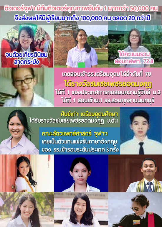 เรียนพิเศษที่บ้าน สอนโดยติวเตอร์จุฬา ที่มีประสบการณ์สอนมากกว่า10ปี มีติวเตอร์ให้เลือกมากกว่า10,000คน